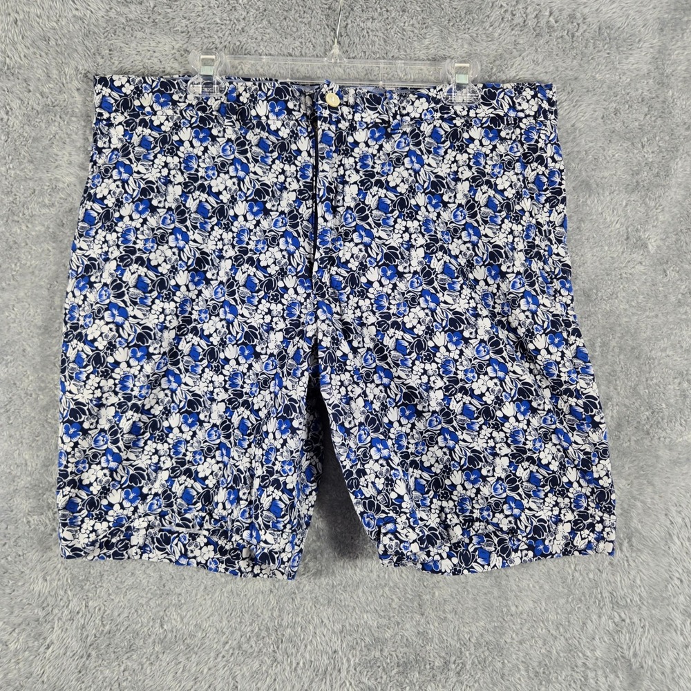 Polo Golf Ralph Lauren Mens Floral Shorts Blue White Cotton Flat Front Size 36